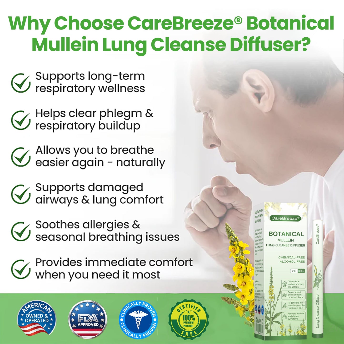 💖🫁🇺🇸✅Official Store: CareBreeze® Botanical Mullein Lung Cleanse Diffuser（👨‍⚕️Directly acts on COPD, asthma, chronic bronchitis (CB), respiratory infections, lung cancer, sinusitis, and other conditions）